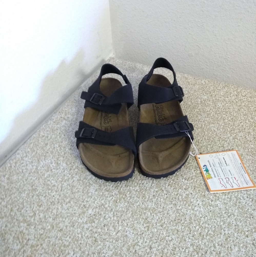 Birkenstocks Black Leather Unisex Sandals